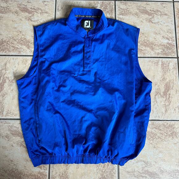 Footjoy Golf Windbreaker Vest Pullover Mockneck Button Blue Men's Size Large - Picture 2 of 10